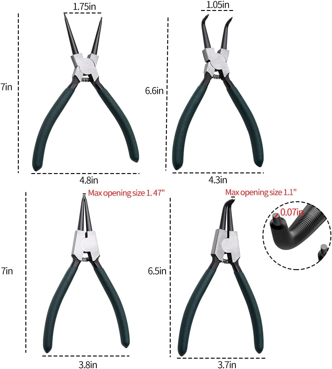 LFSEMINI Snap Ring Plier Set with 300pcs Alloy Steel Circlip Rings