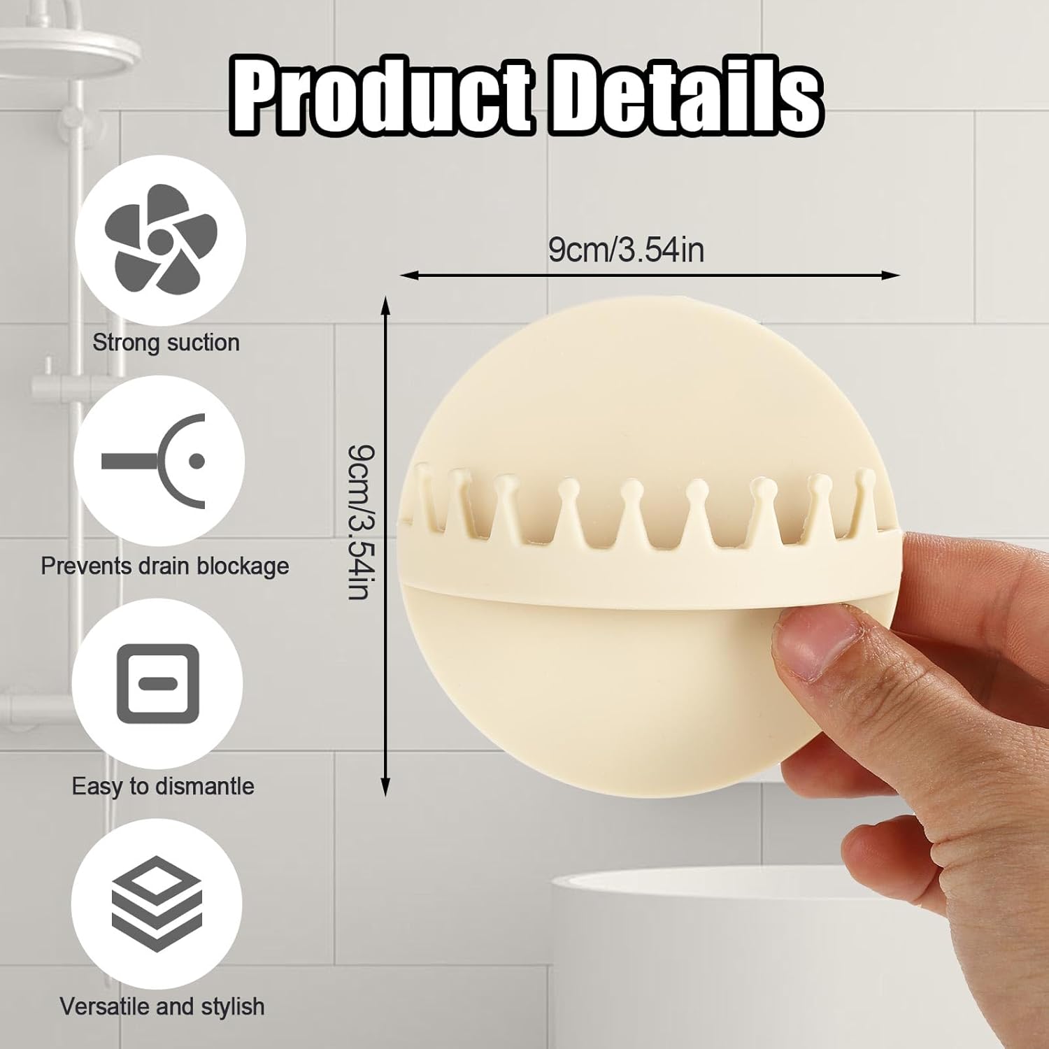 Tinoaly Shower Hair Catcher with 17 Suction Cups 1