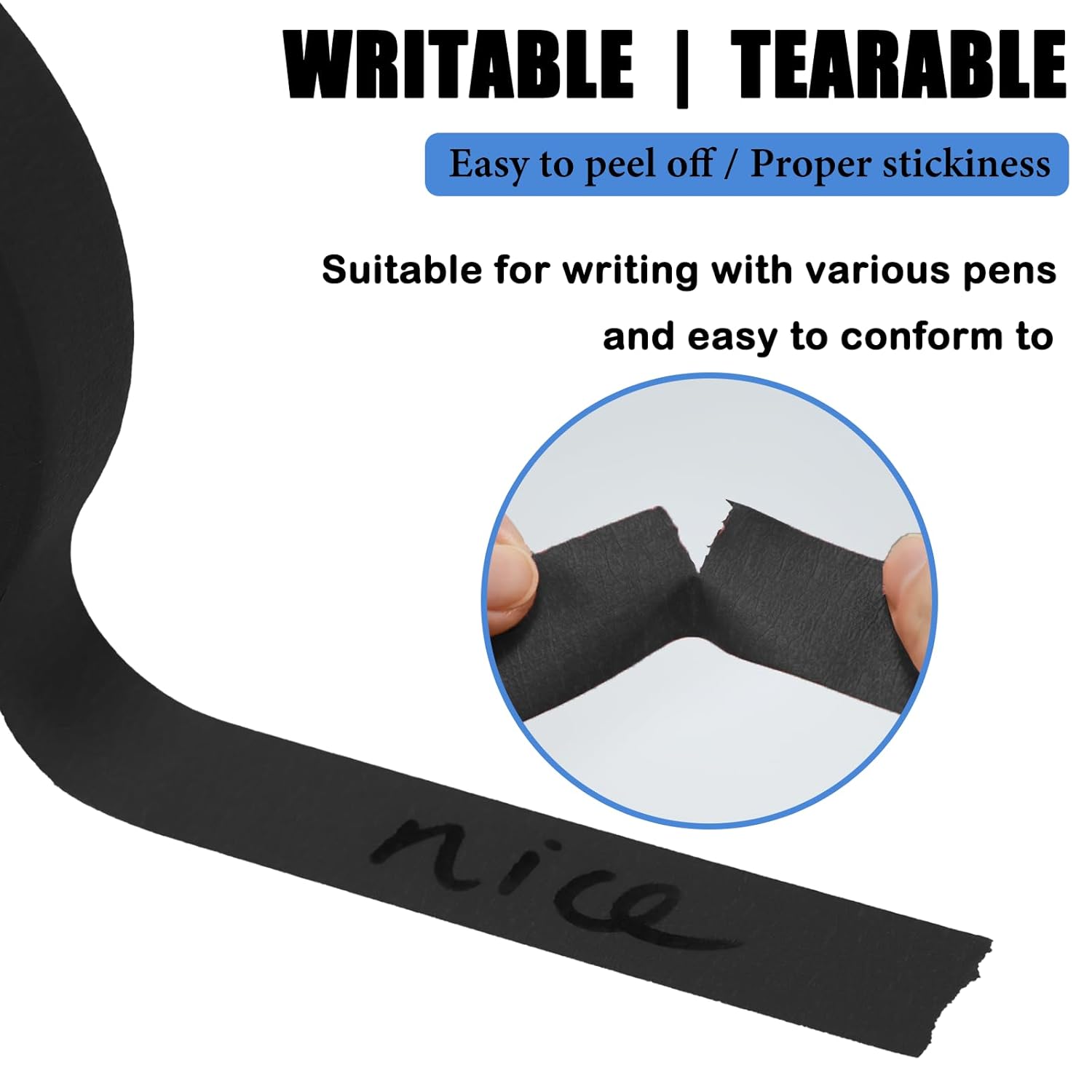 KIWIHUB 4 Pack Black Painters Tape for Home Office School DIY