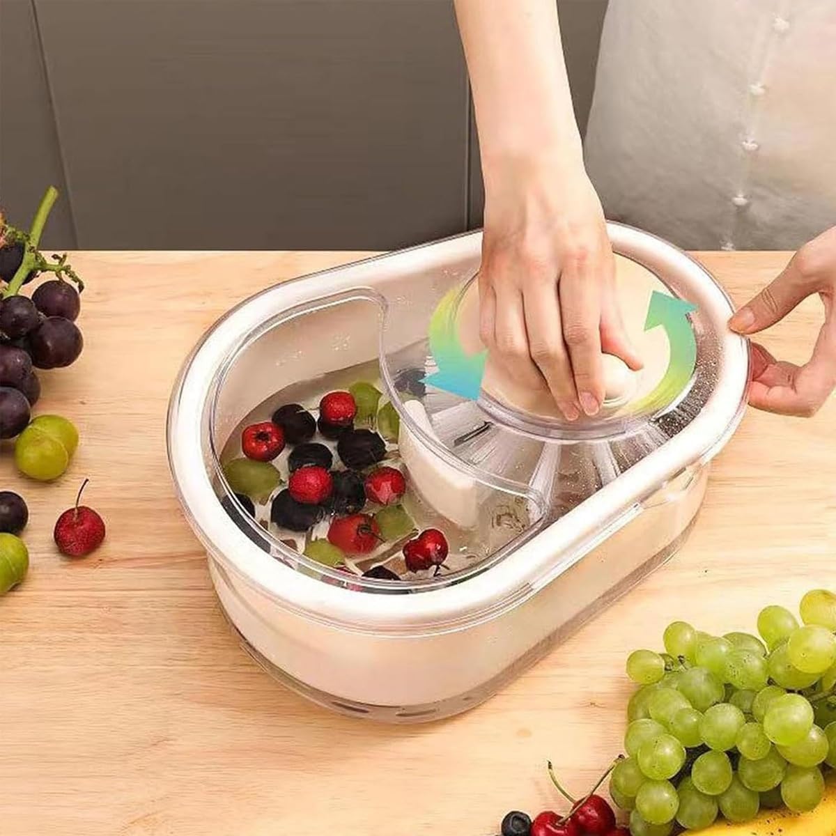 Fruit Cleaner Spinner with Brush for Kitchen
