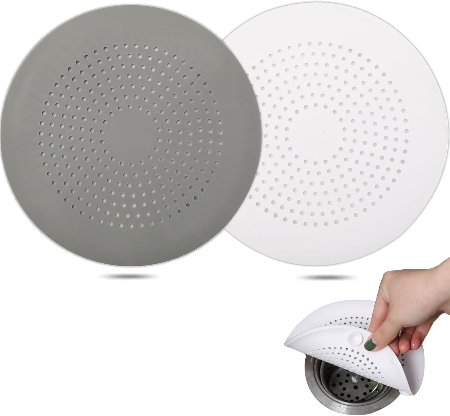 KYHSOM Round Shower Drain Cover 2 Pack Grey White