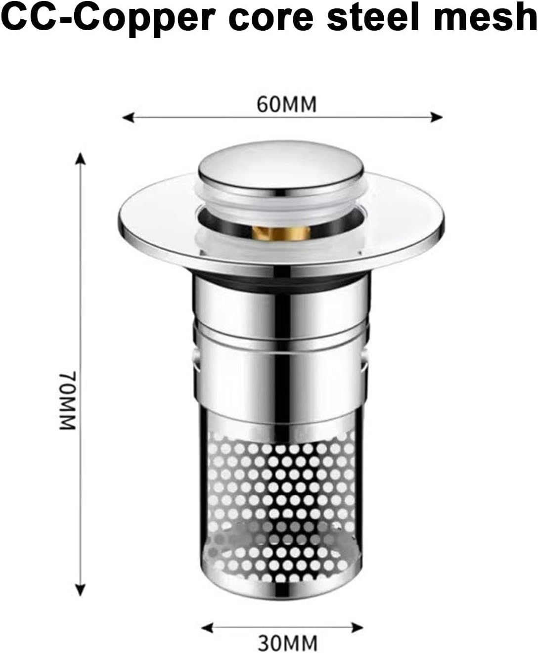 NureBe Pop-Up Drain Strainer with Rust-Proof Hair Catcher