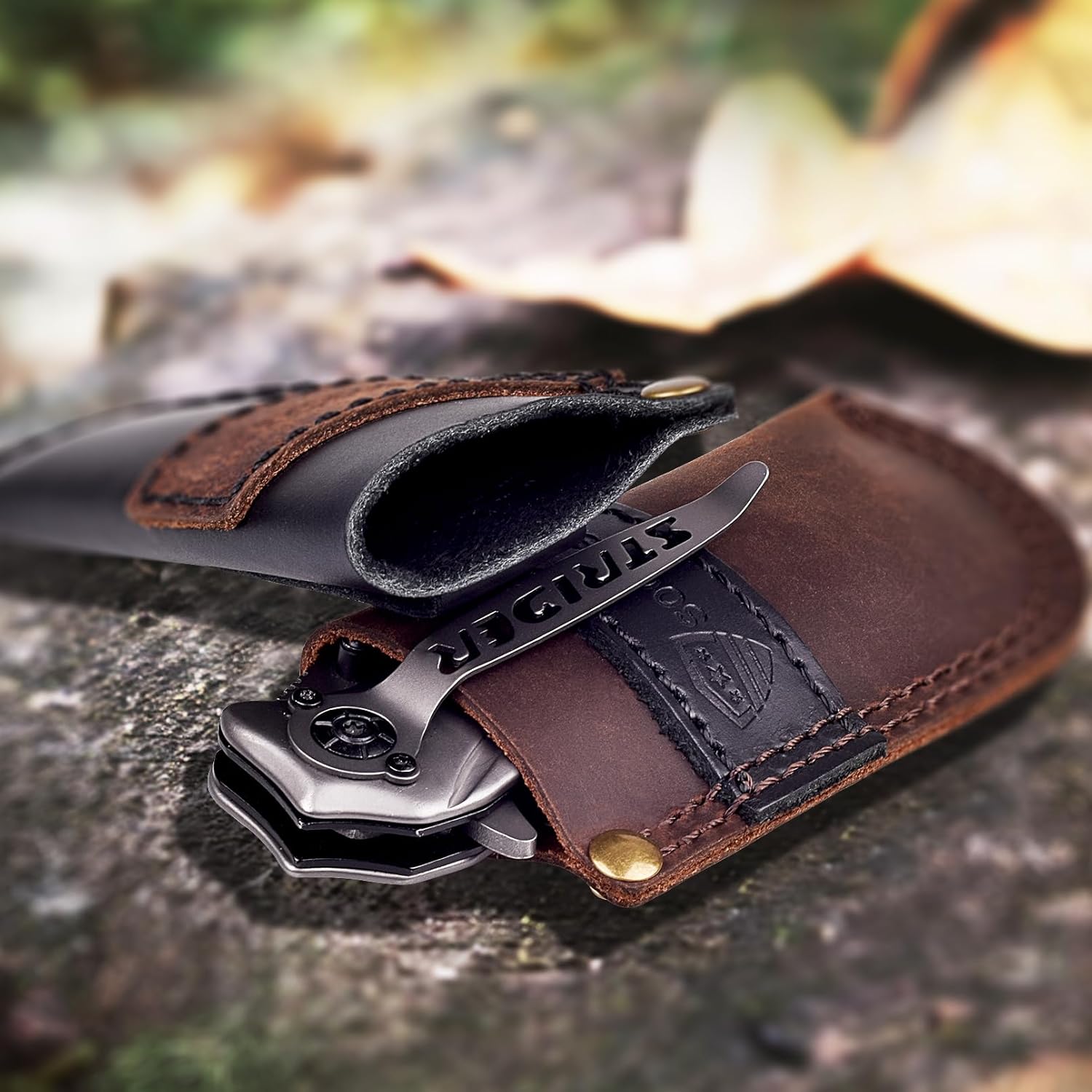 SOGCASE Leather Knife Sheath Belt - Darkbrown
