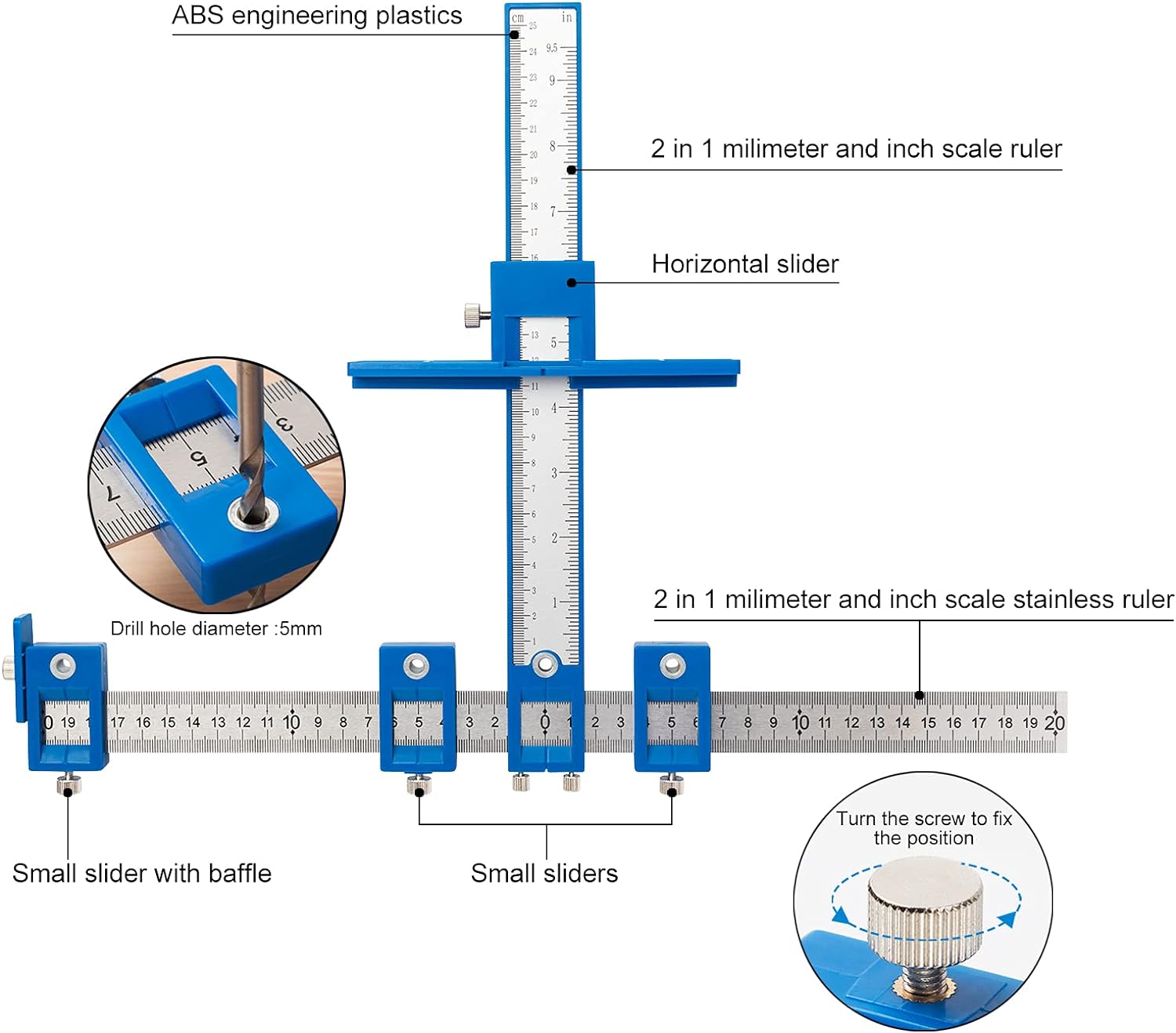 TBVHOMM Cabinet Hardware Jig with Drill Guide and Template Tool