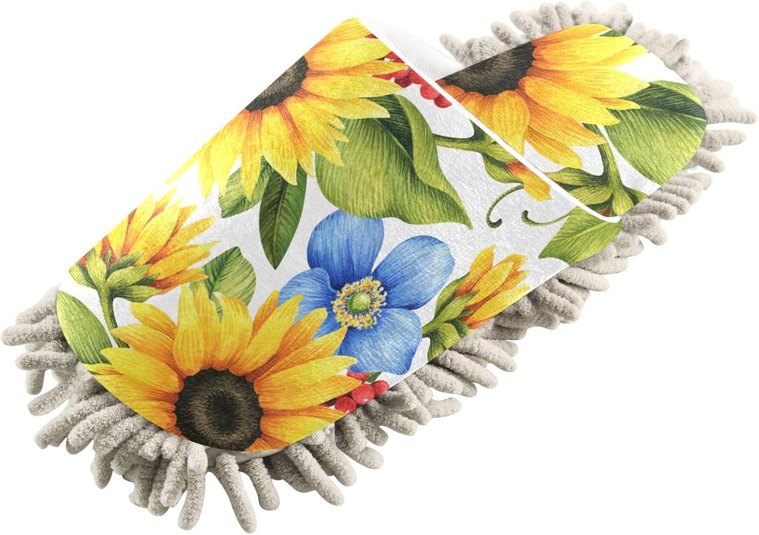 Sinestour Yellow Sunflowers Mop Slippers for Floor Cleaning 1