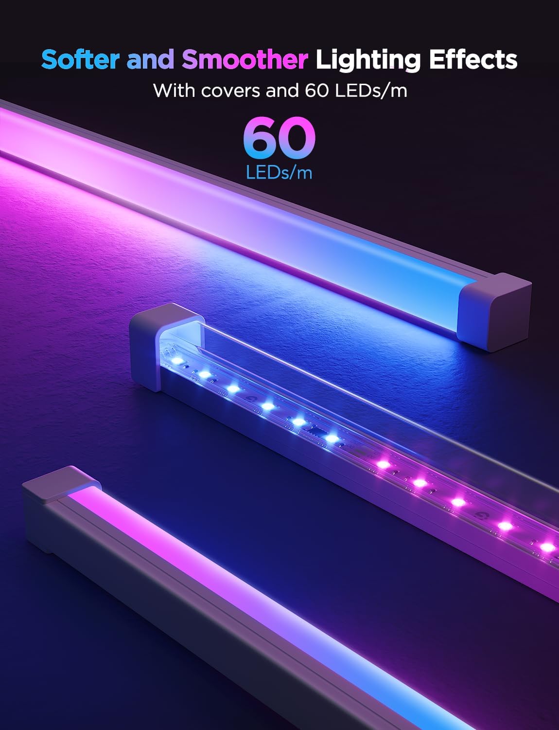 Govee 164ft RGBIC LED Strip Lights with Covers 1