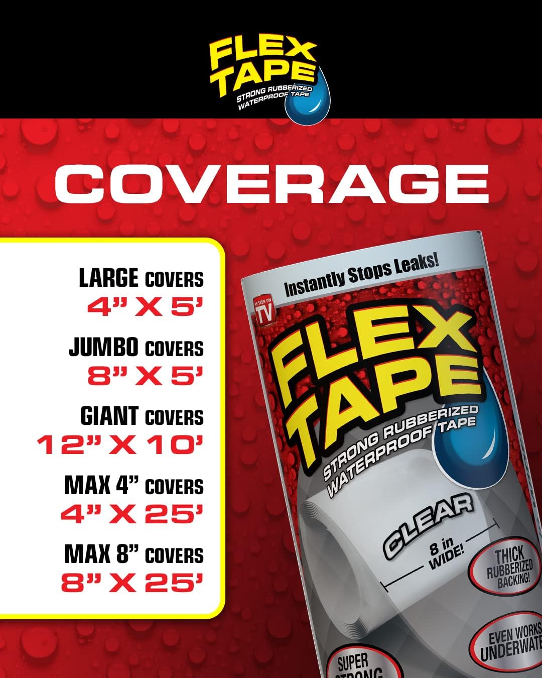 Flex Tape 8 in x 5 ft 2-Pack Black Waterproof Tape