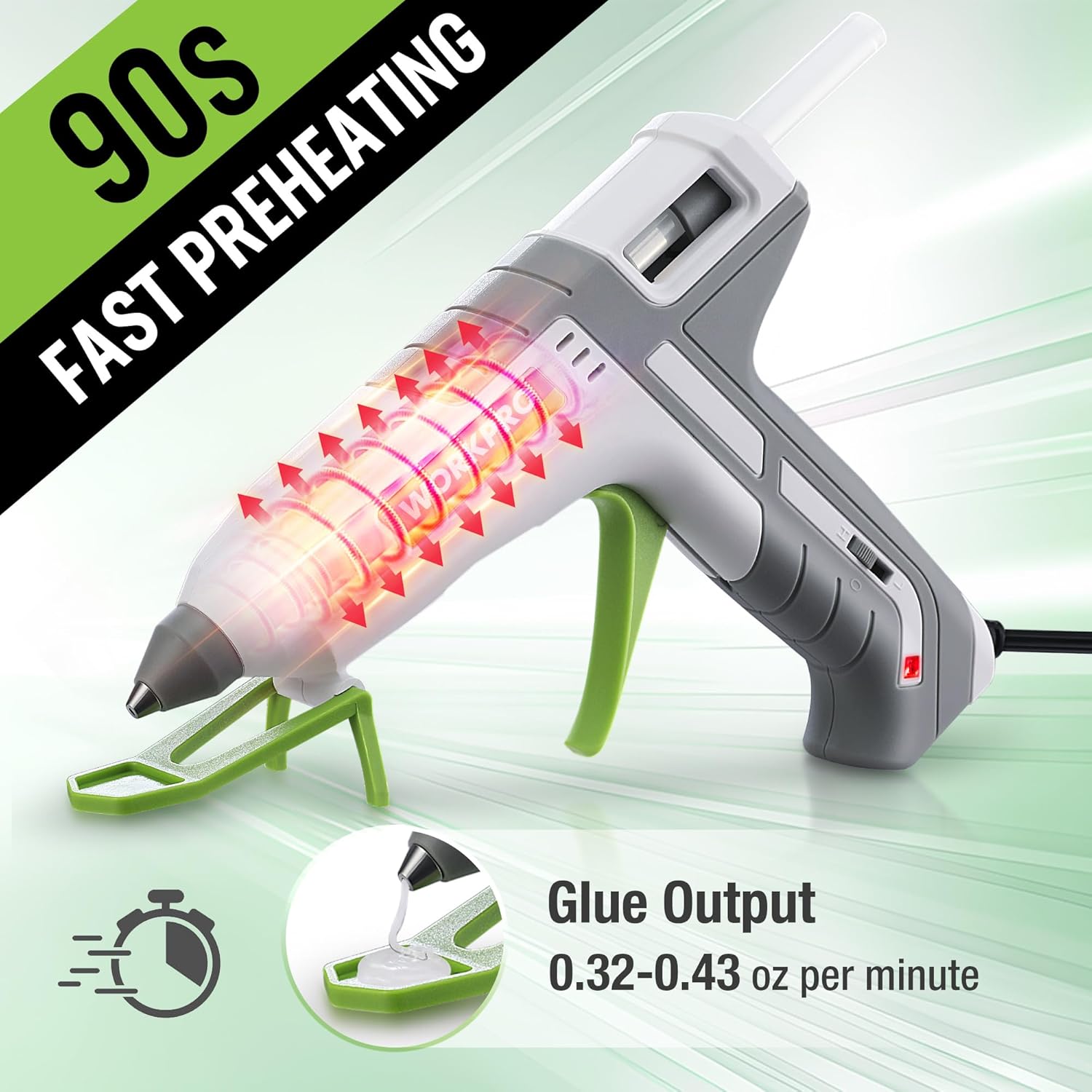 WORKPRO Dual Temp Hot Glue Gun with 10 Sticks - 60100W