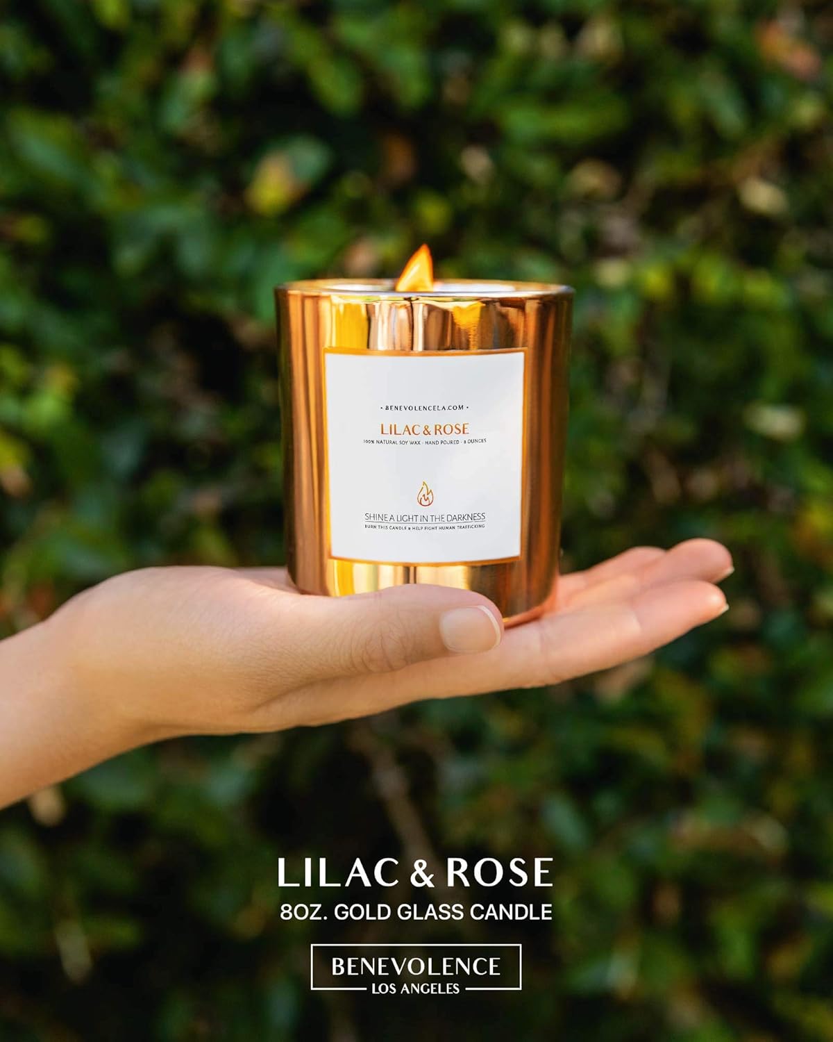 Benevolence LA Lilac Rose Soy Candle with Wood Wick