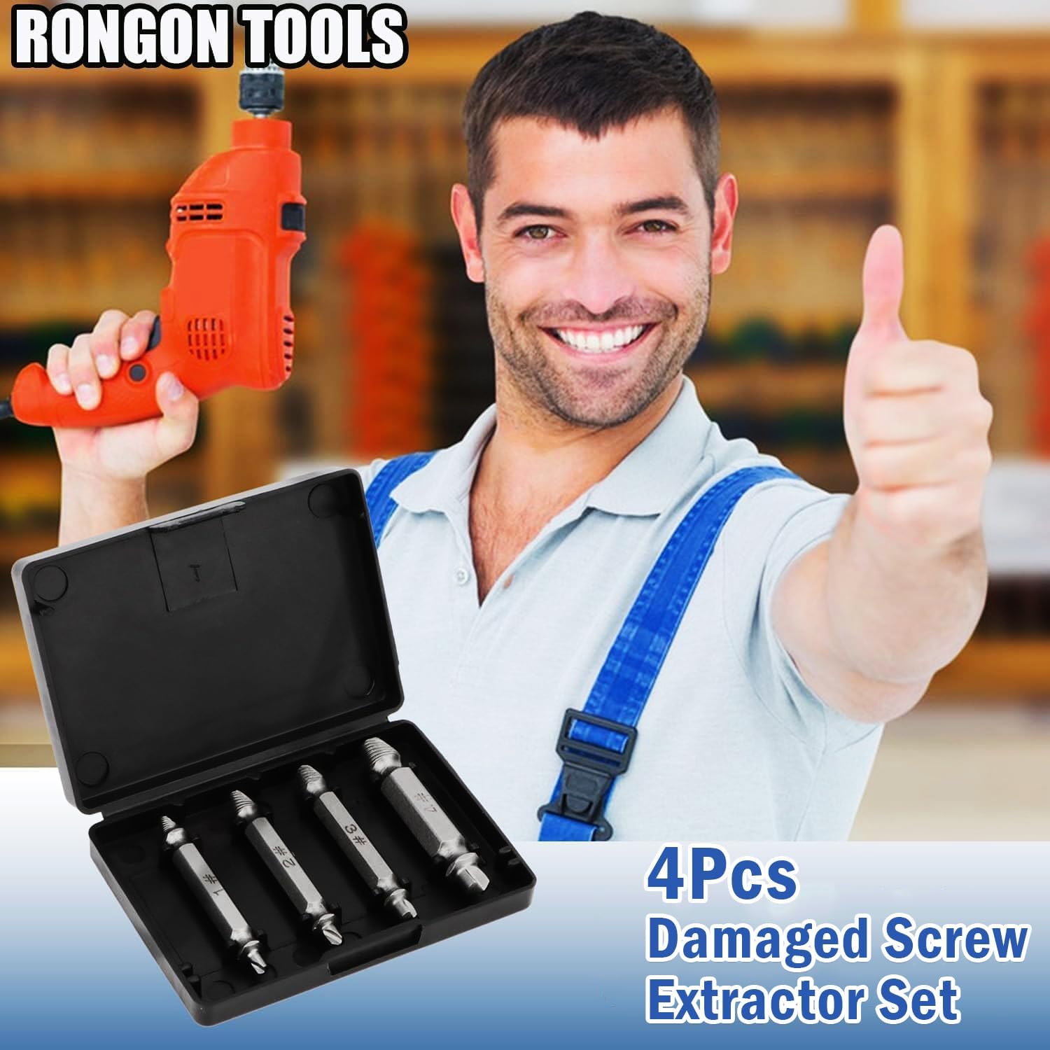 Damaged Screw Extractor Set for Stripped Screws Nuts Bolts