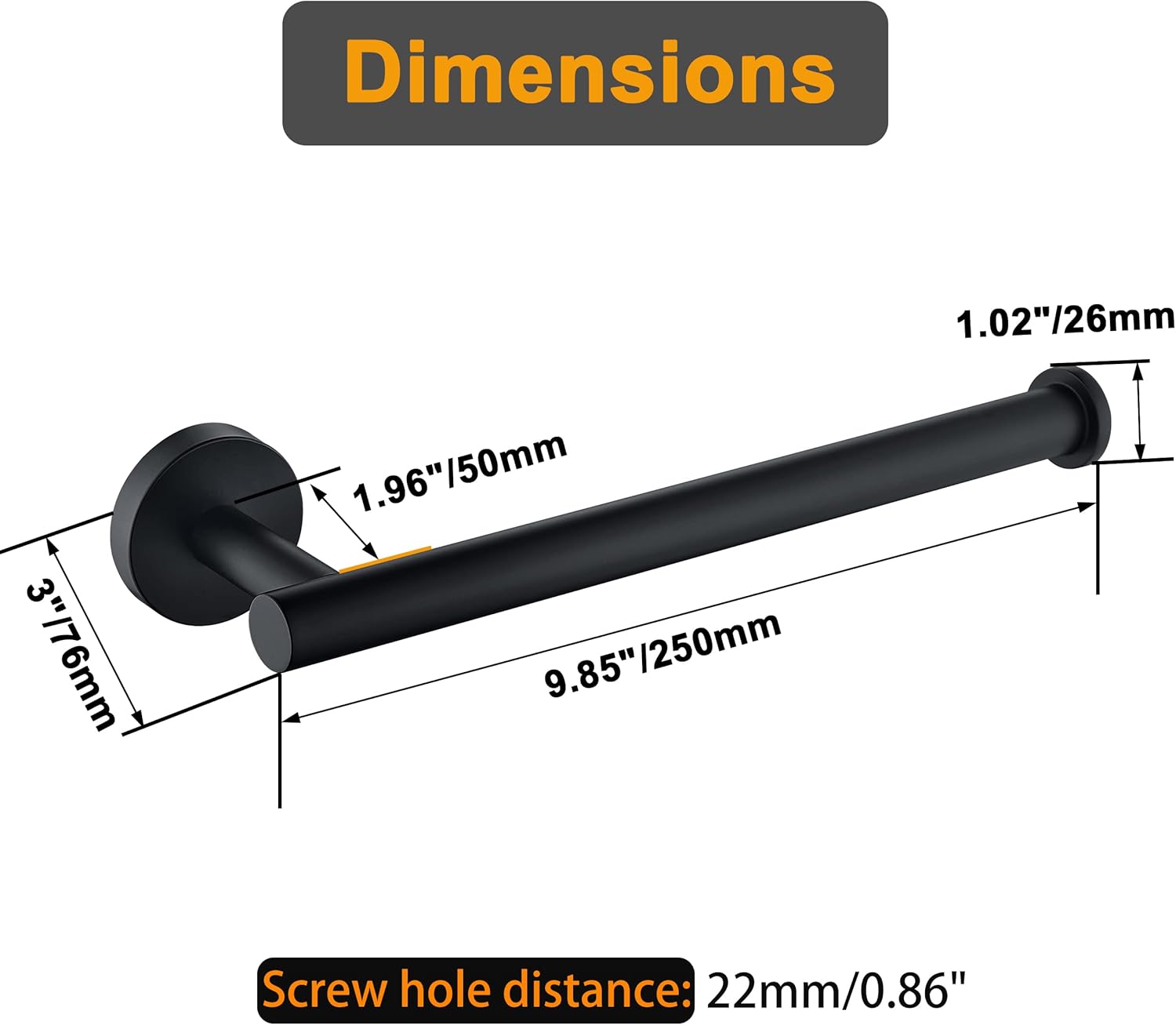 Nolimas 9 Inch Matte Black Towel Holder for Bathroom and Kitchen