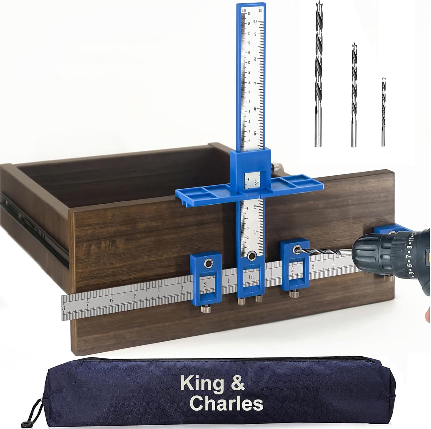 KingCharles Cabinet Handle Jig with 3pcs Drill Bits