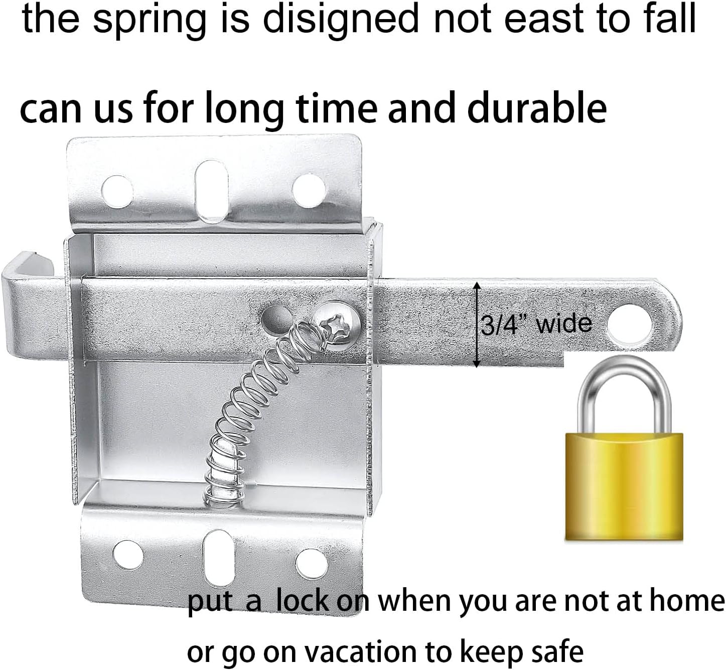 Wedelweib Garage Door Side Lock Inside Deadlock - Silver with PVC Cover
