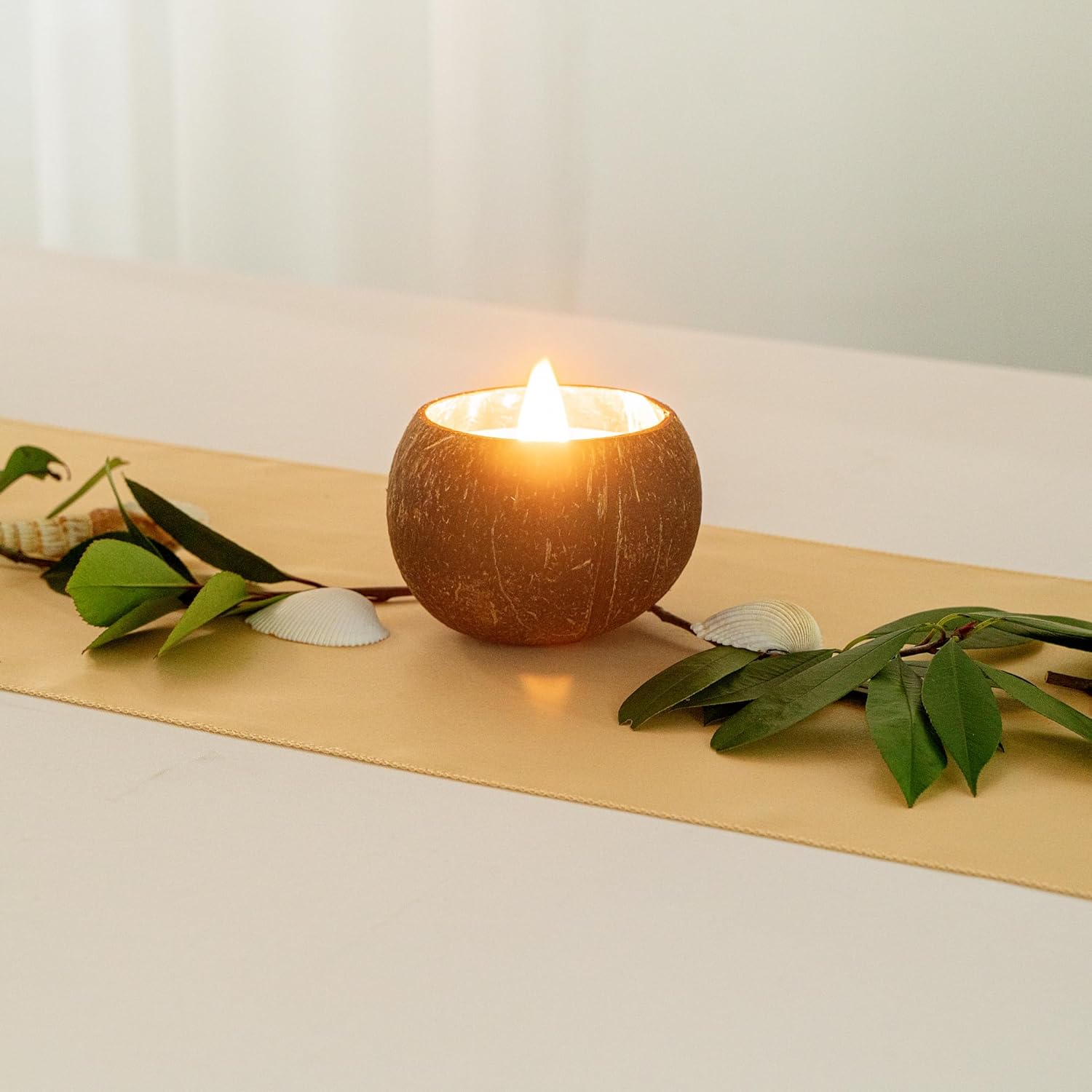 Restaurantware Coco Casa Coconut Shell Candle with Wooden Wick