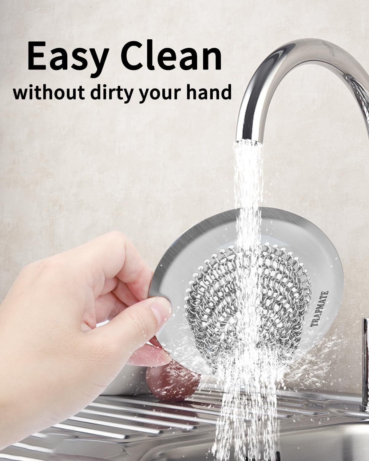TRAPMATE Kitchen Sink Drain Strainer 304 Stainless Steel Reversible Large Capacity