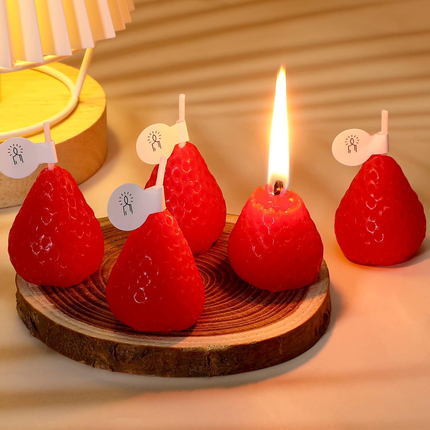 MTLEE 12 Pcs Strawberry Scented Soy Wax Candles
