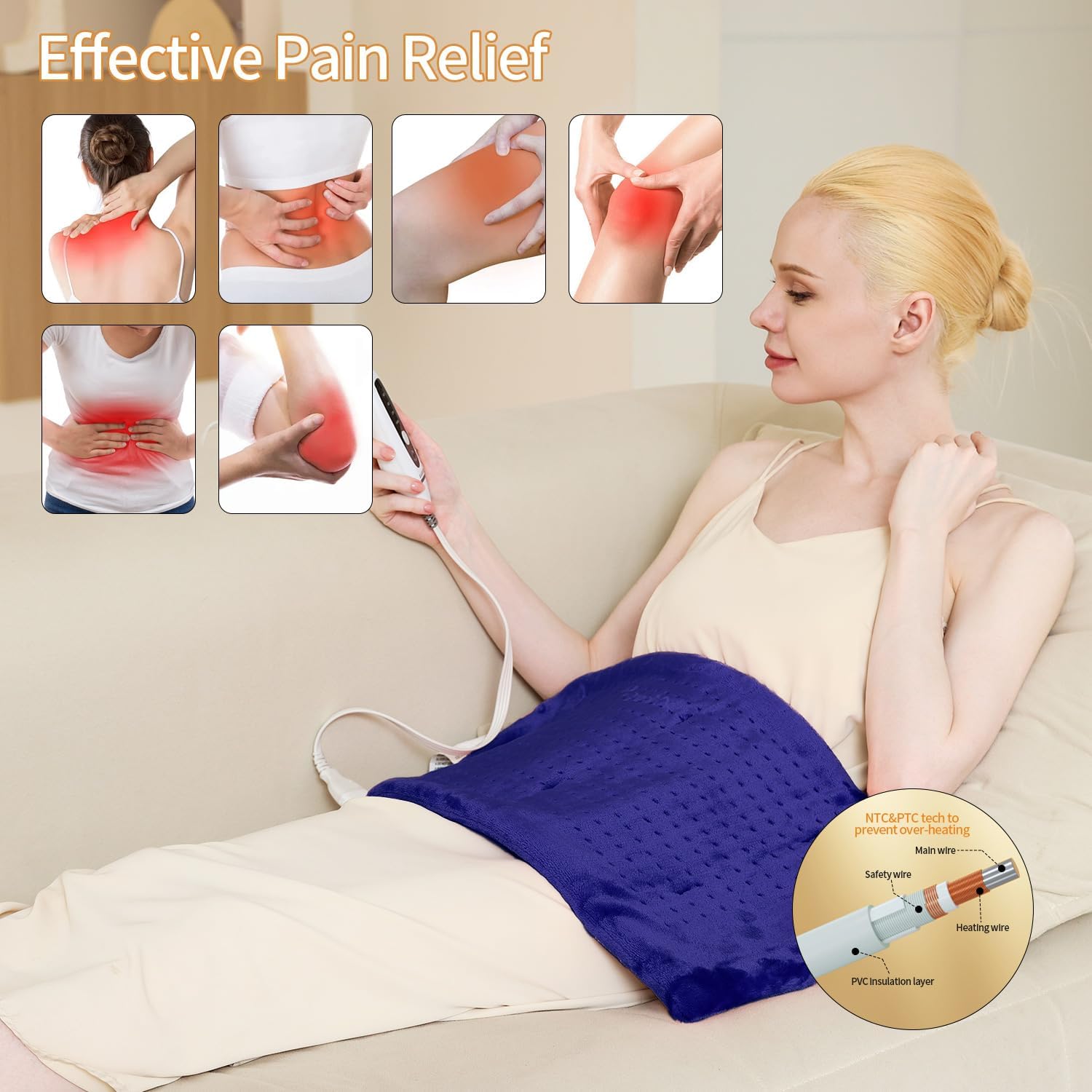 Myiosus Weighted Heating Pad with 3 Heat Settings 6 Massage