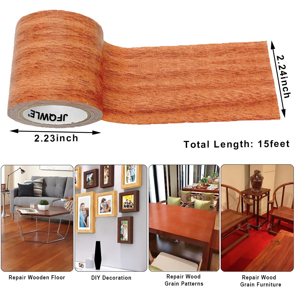 JFQWLE 22 x 15 Wood Textured Adhesive Tape 2 Rolls Chocolate Oak