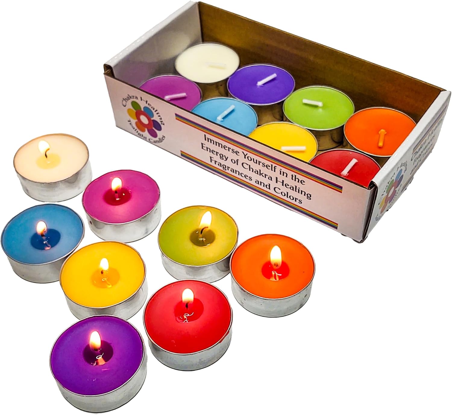 Chakra Colored Scented Tealight Candles 16 Pcs