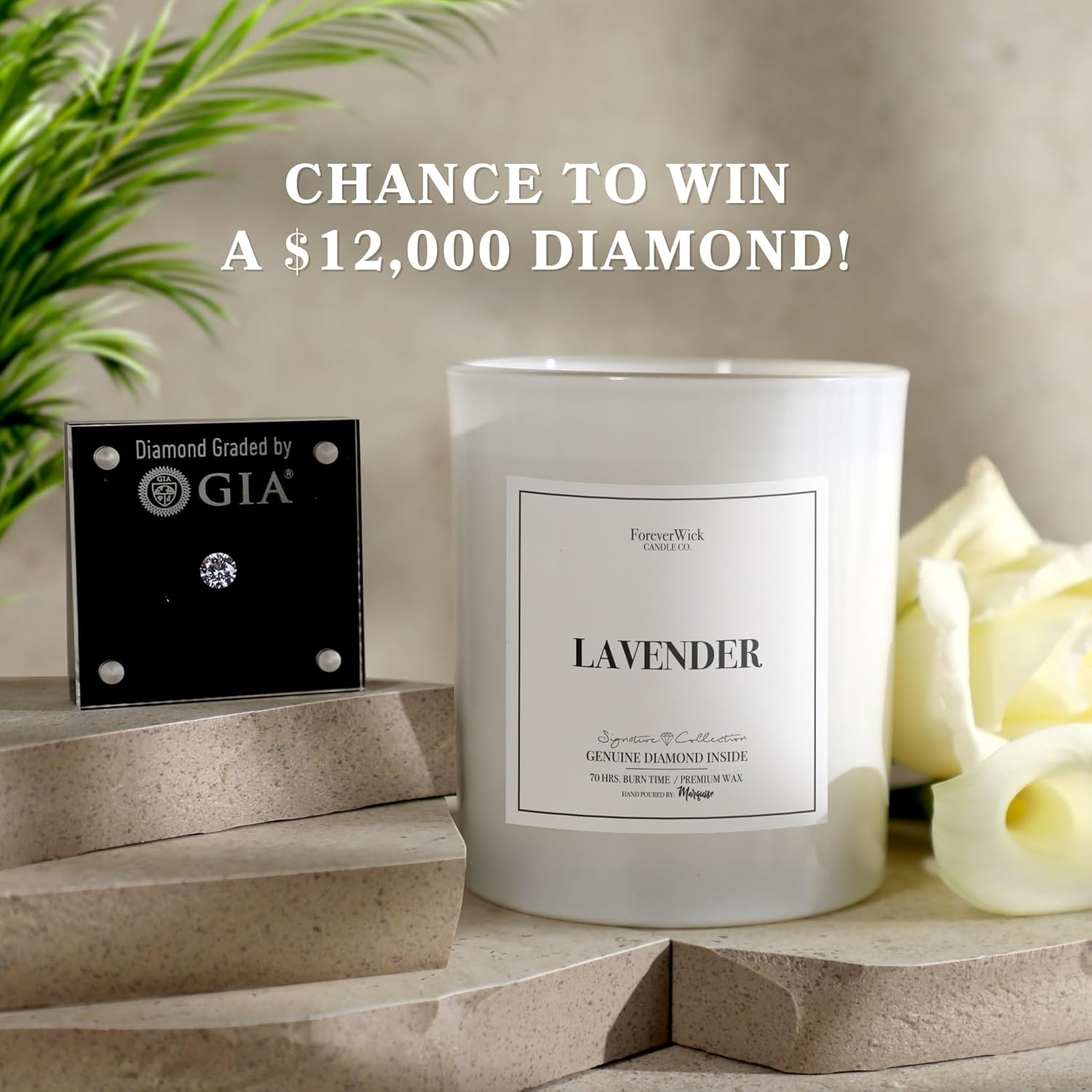 Lavender Magnolia Surprise Candle with Diamond Inside