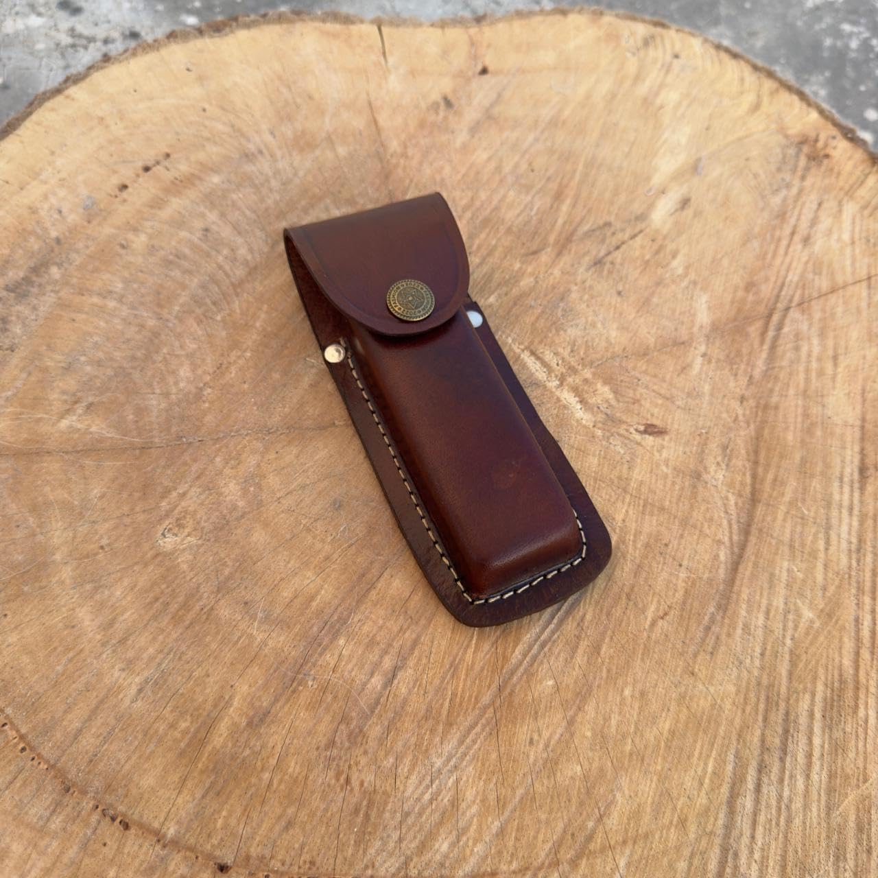 LEATHUX Leather Knife Sheath for Buck 110 112 Brown