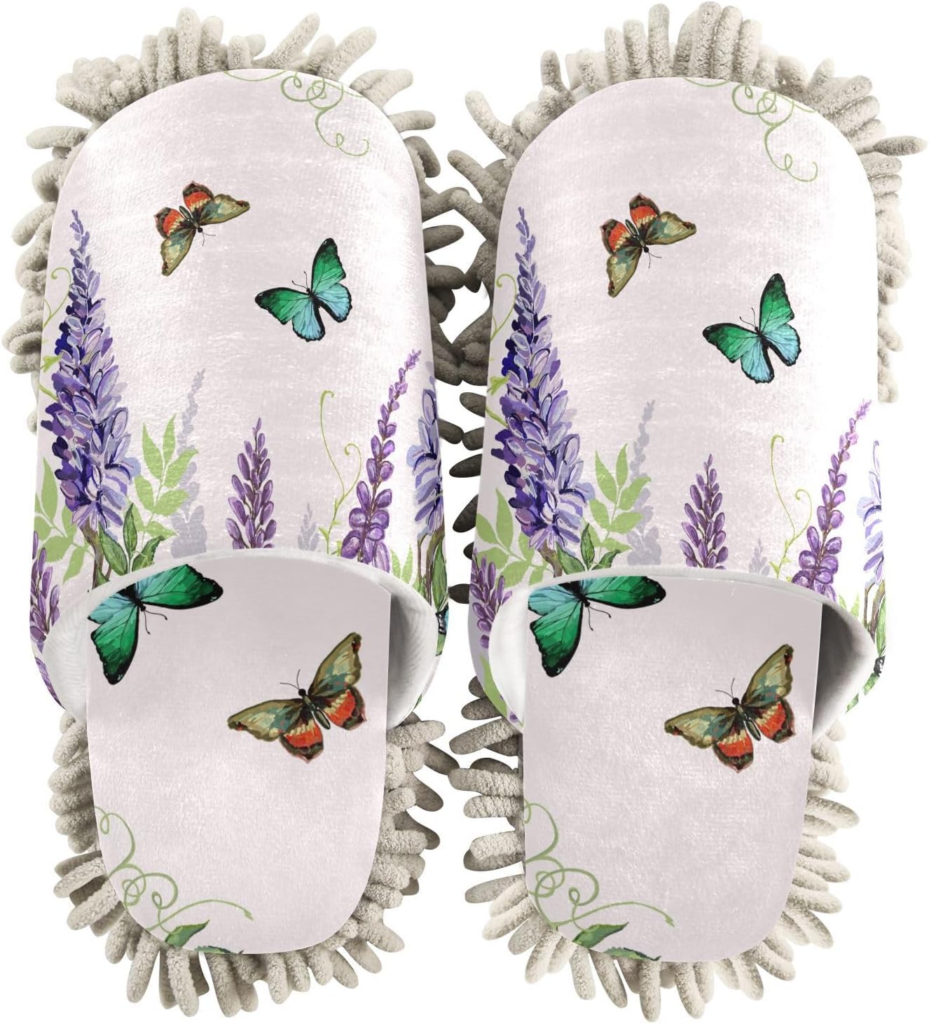 Sinestour Summer Flowers Mop Slippers for Cleaning