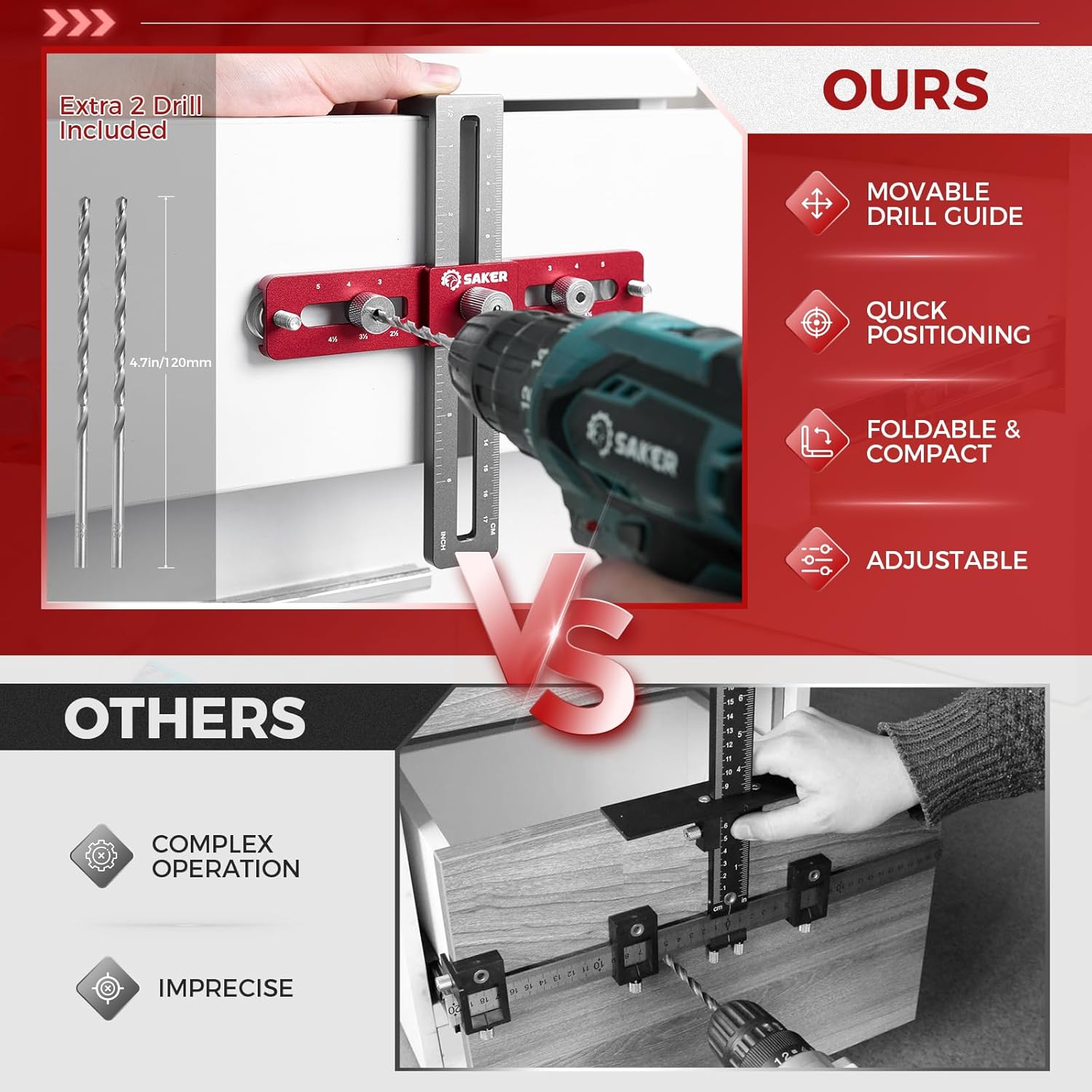 Saker Cabinet Hardware Doweling Jig for Knobs Handles Pulls