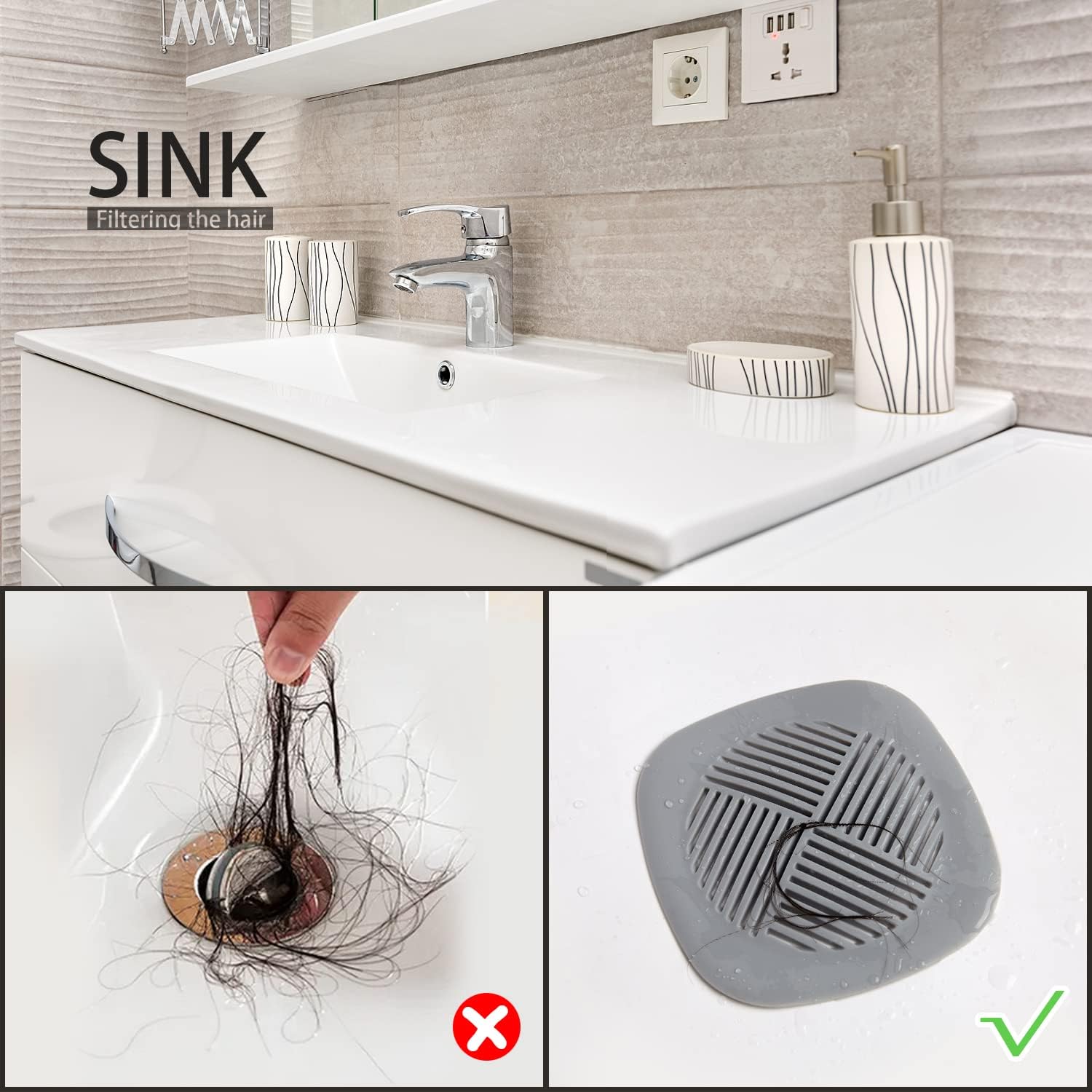 Couidl Hair Catcher Shower Drain Cover 55 Inch 2 Pack