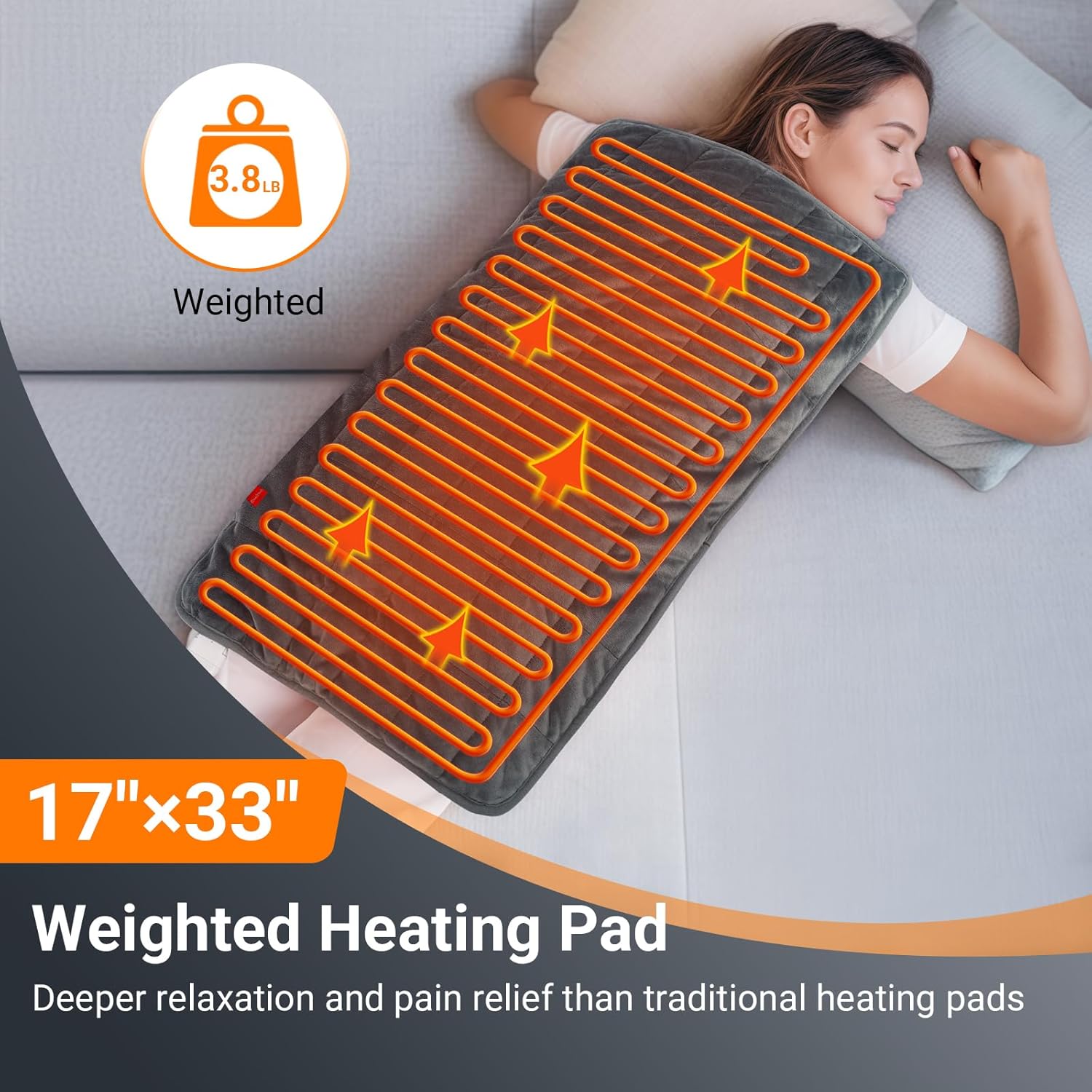 Comfytemp Weighted Heating Pad for Back Cramps