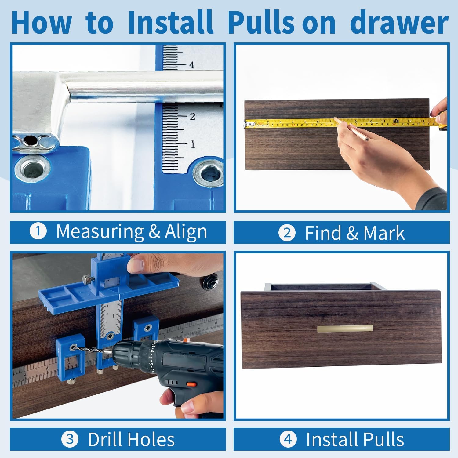 KingCharles Cabinet Handle Jig with 3pcs Drill Bits