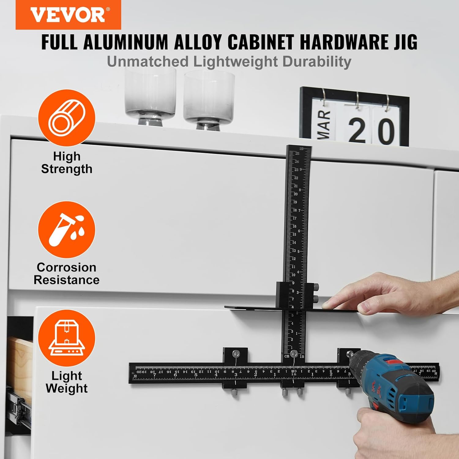 VEVOR Aluminum Cabinet Handle Jig with Center Punch