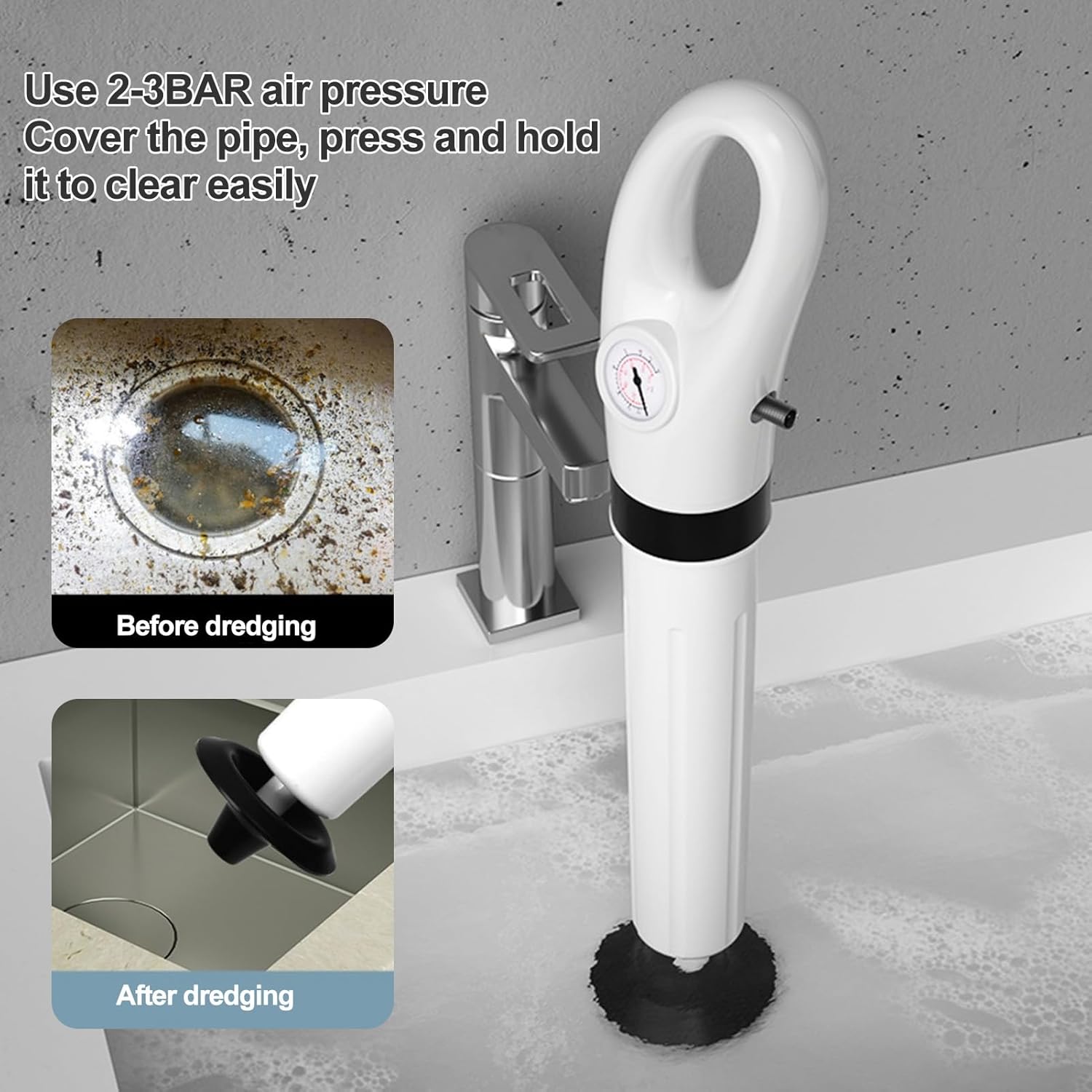 Honrane Ergonomic Toilet Plunger with Balloon Seal