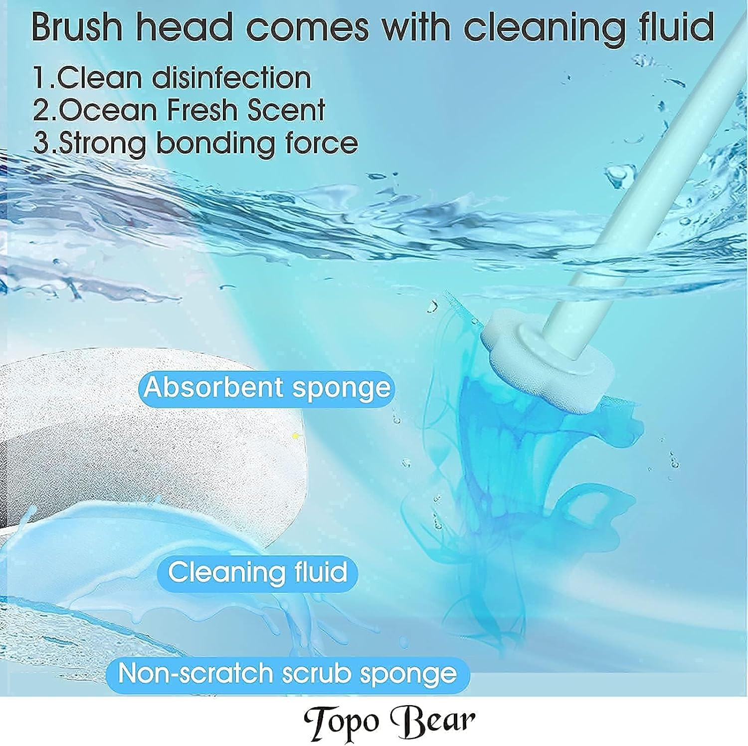 Topo Bear Toilet Brush Holder with 72 Refills and Fresh Scent