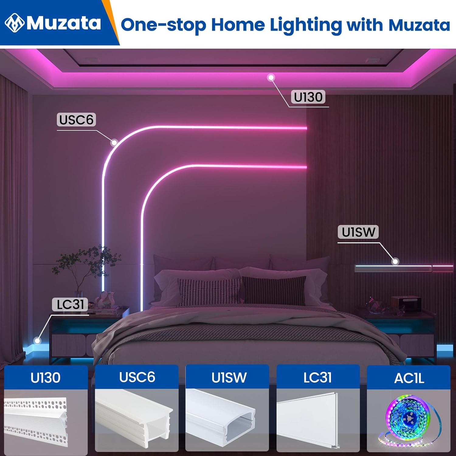 Muzata 10Pack 33FT LED Channel U Shape Diffuser 1
