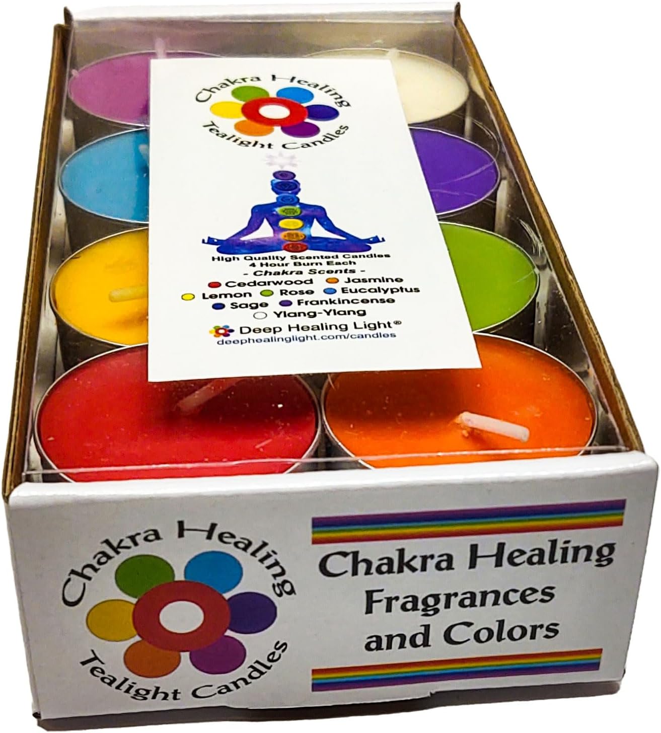 Chakra Colored Scented Tealight Candles 16 Pcs
