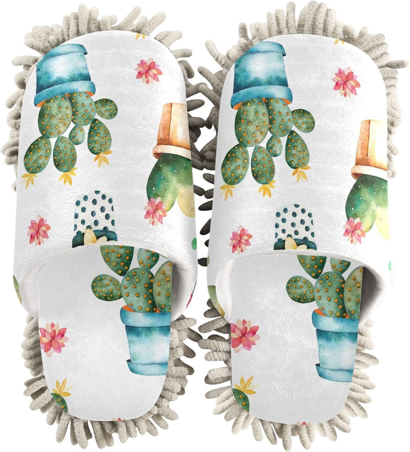 Sinestour Cactus Plant Mop Slippers for Floor Cleaning