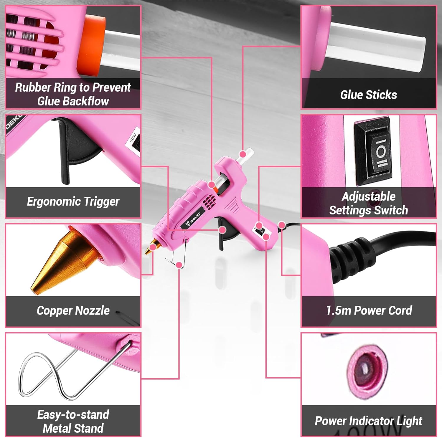 DEKOPRO Heavy Duty Dual Temp Hot Glue Gun Kit