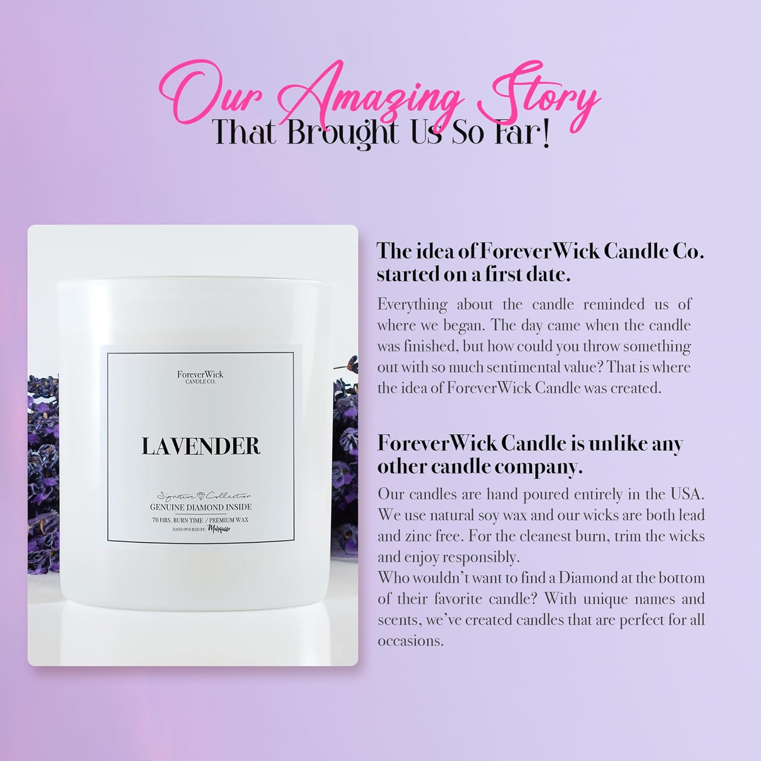 Lavender Magnolia Surprise Candle with Diamond Inside
