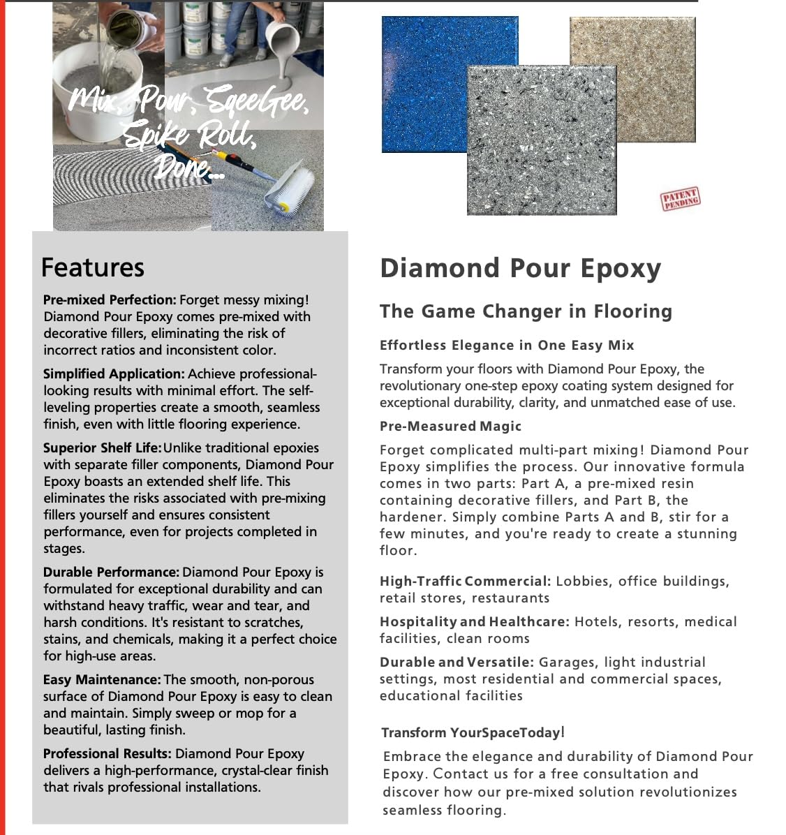 Res-ins Plus Diamond Pour Epoxy Floor Coati Checkerboard Grey