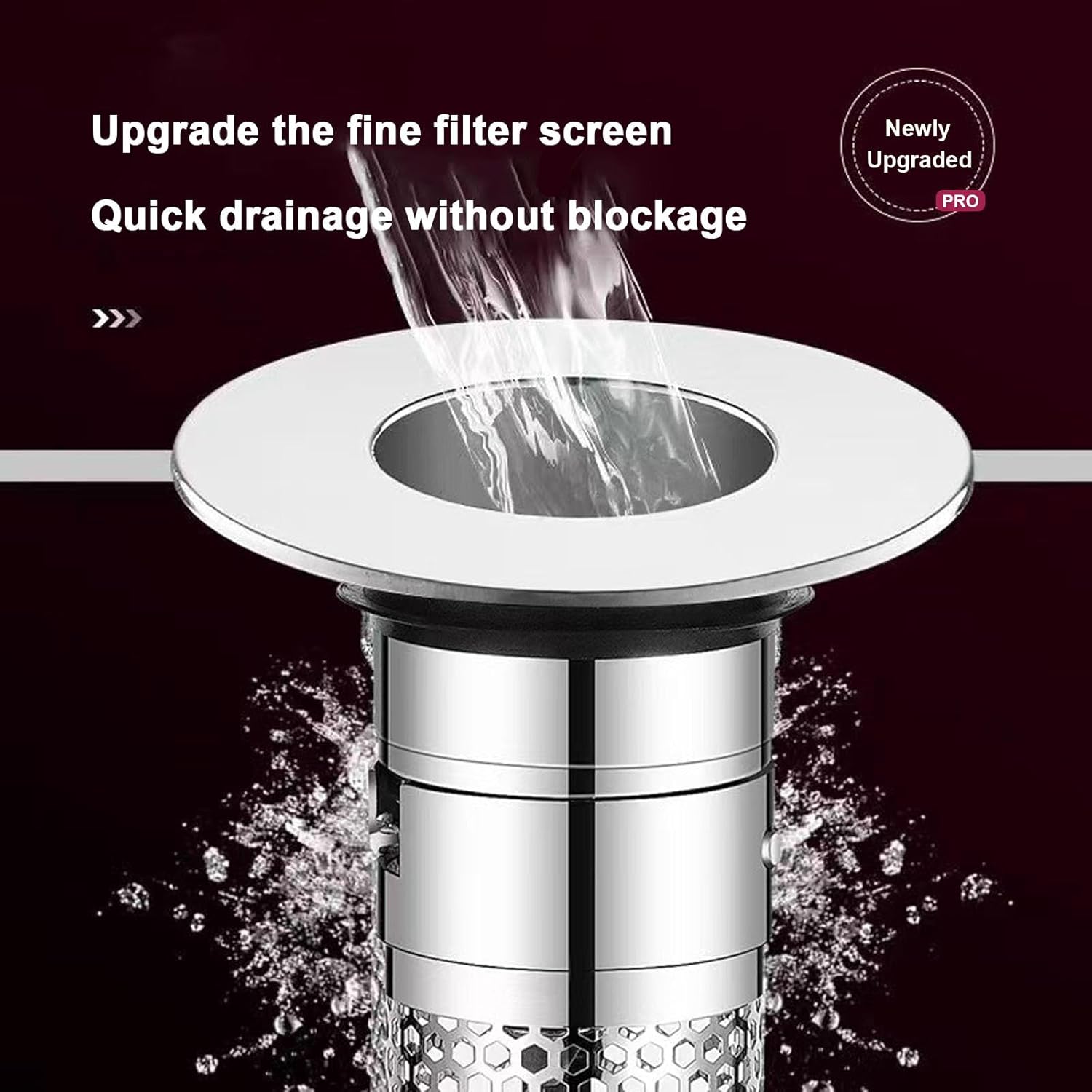 NureBe Pop-Up Drain Strainer with Rust-Proof Hair Catcher