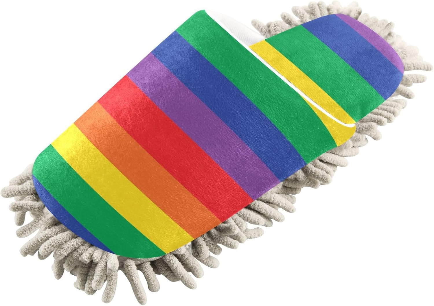 Sinestour Rainbow Striped Mop Slippers for Cleaning