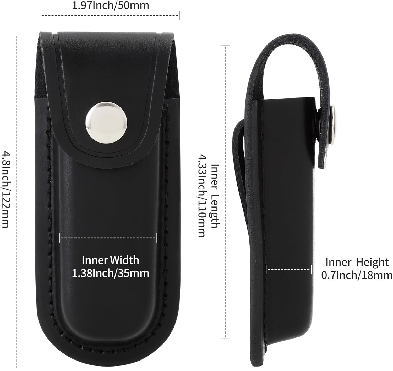 Qtcial Pocket Knife Sheath Black 4 Inch EDC Case