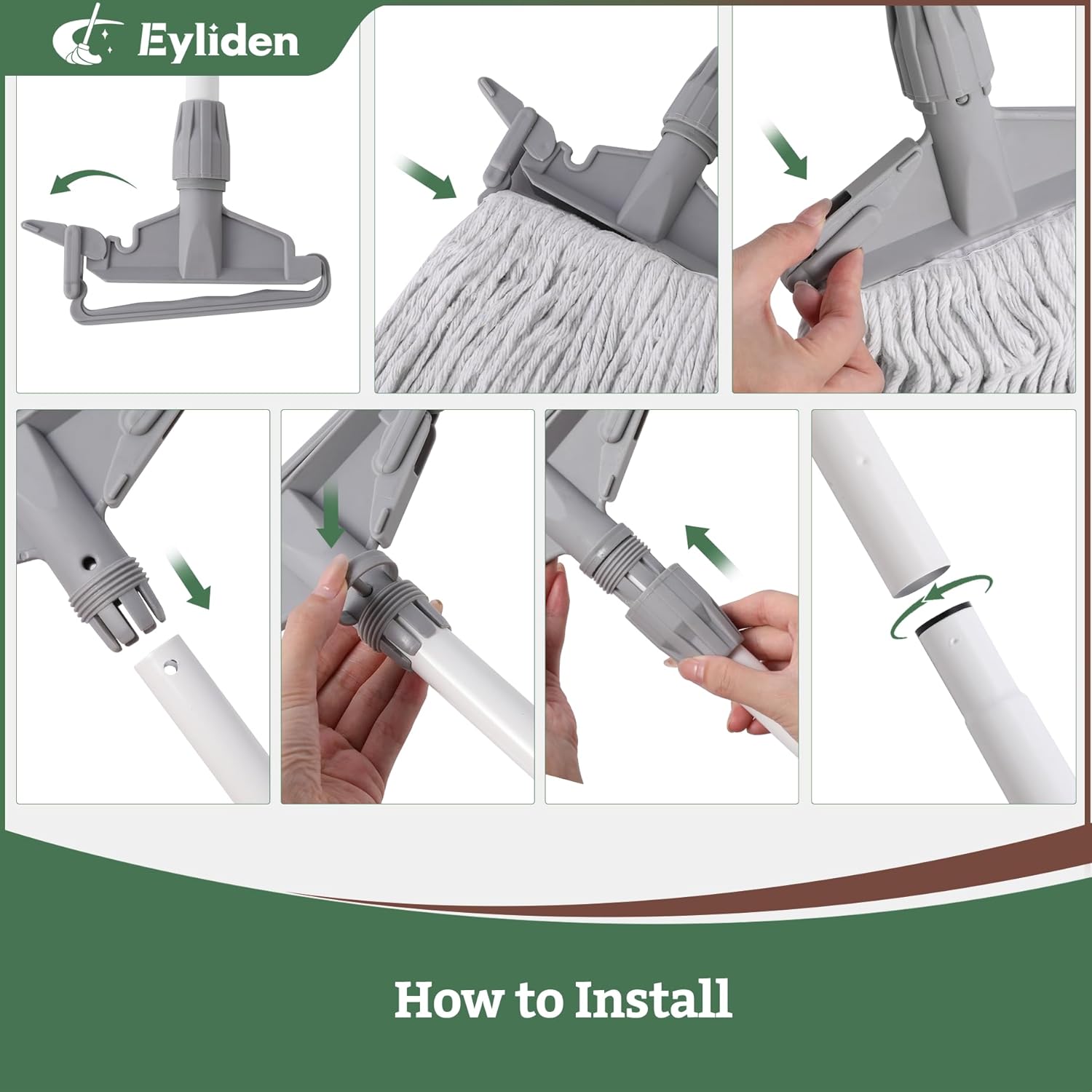 Eyliden Heavy Duty String Mops with 2 Reusable Heads
