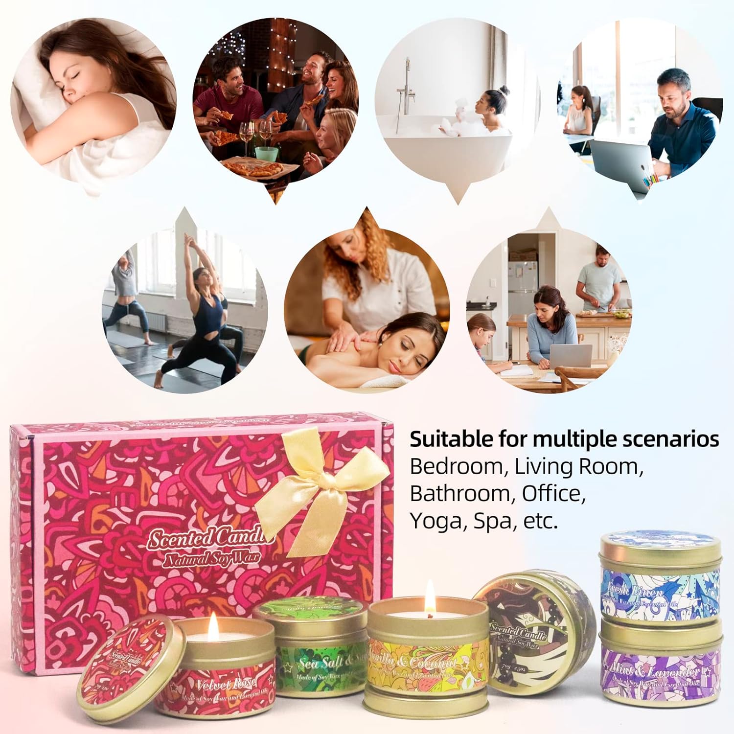 BAUFULLA Scented Candles Gift Set 6 Scents
