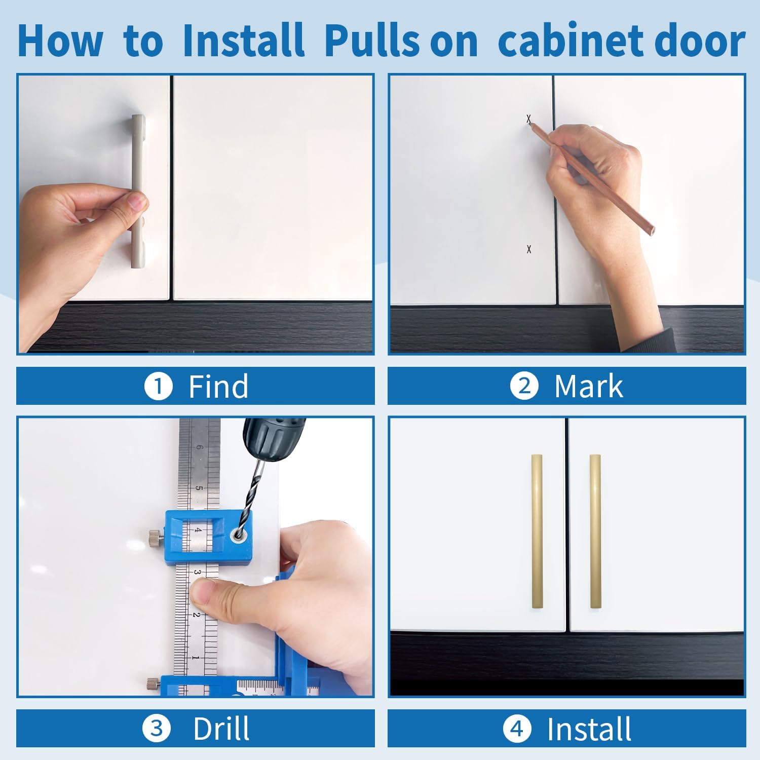 KingCharles Cabinet Handle Jig with 3pcs Drill Bits