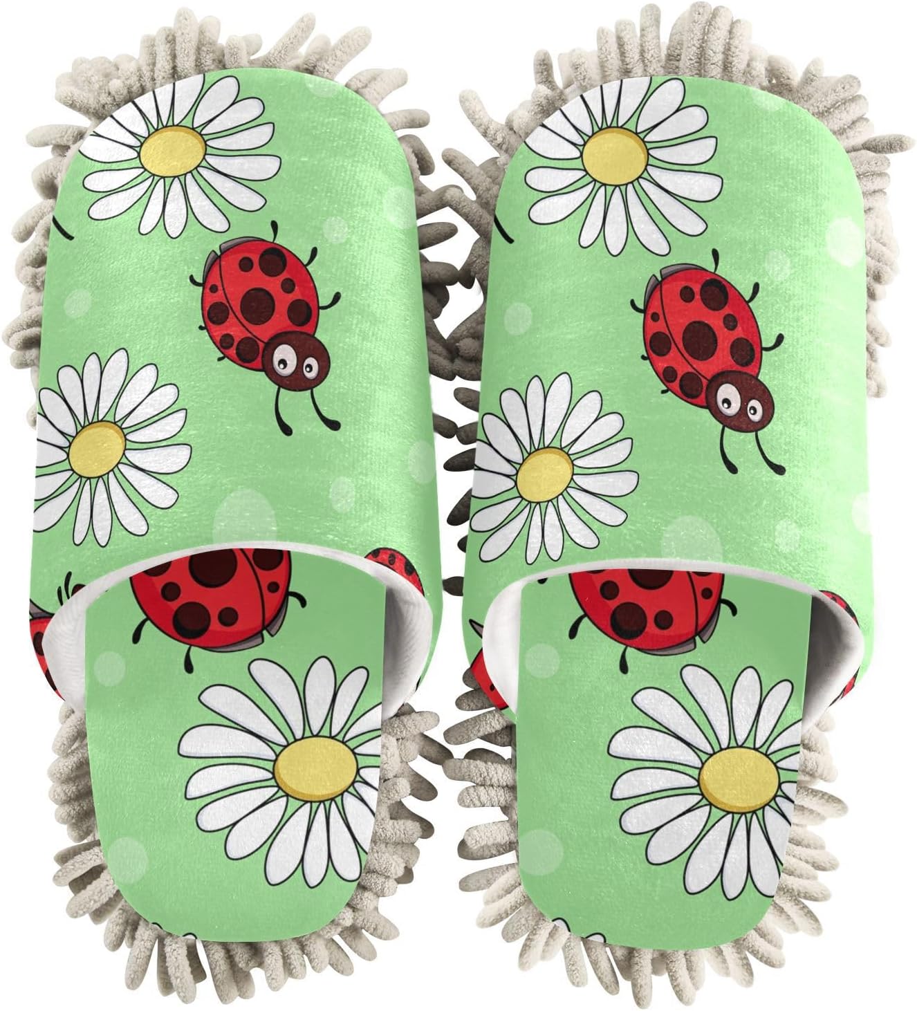 Sinestour Ladybirds Mop Slippers for Floor Cleaning