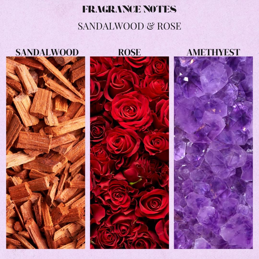 Sandalwood Rose Crystal Candle in Coconut Shell