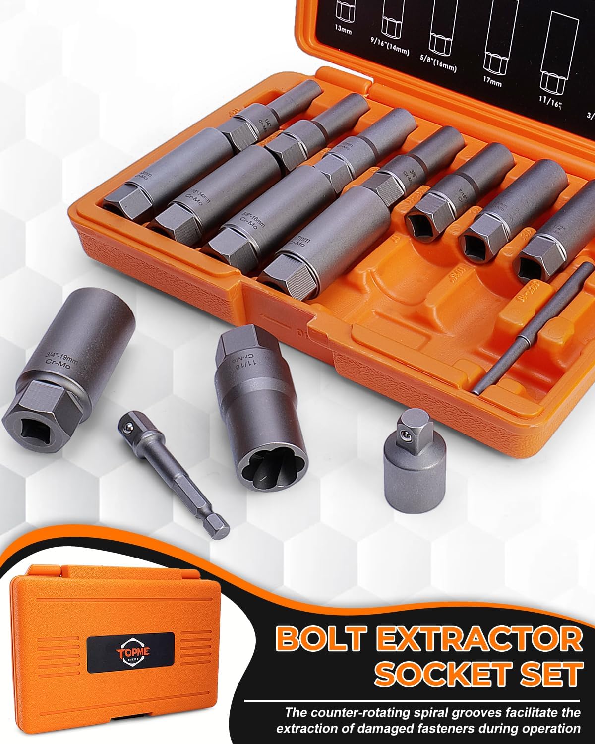 Topme Deep Bolt Extractor Set 16 PCS