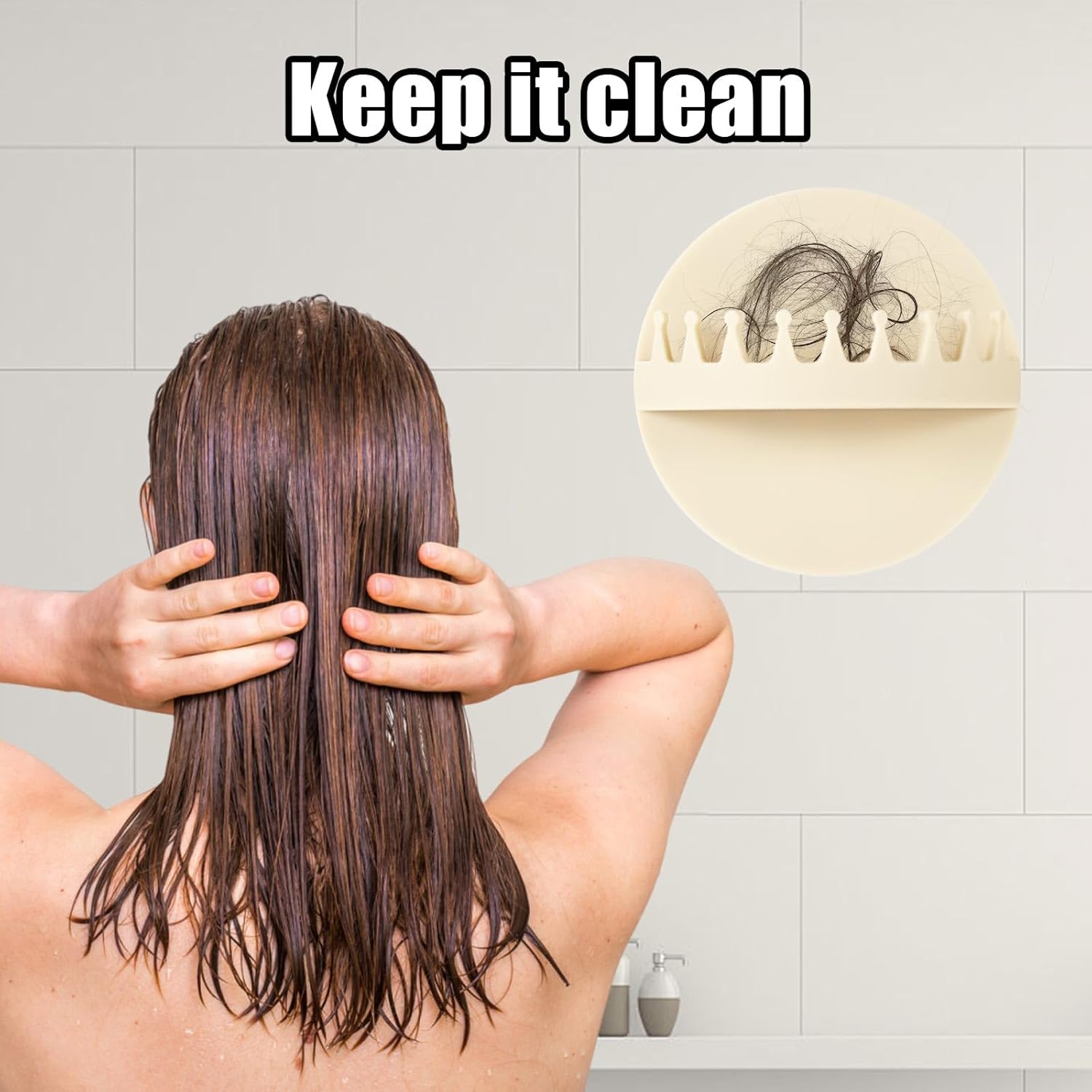 Tinoaly Shower Hair Catcher with 17 Suction Cups 1