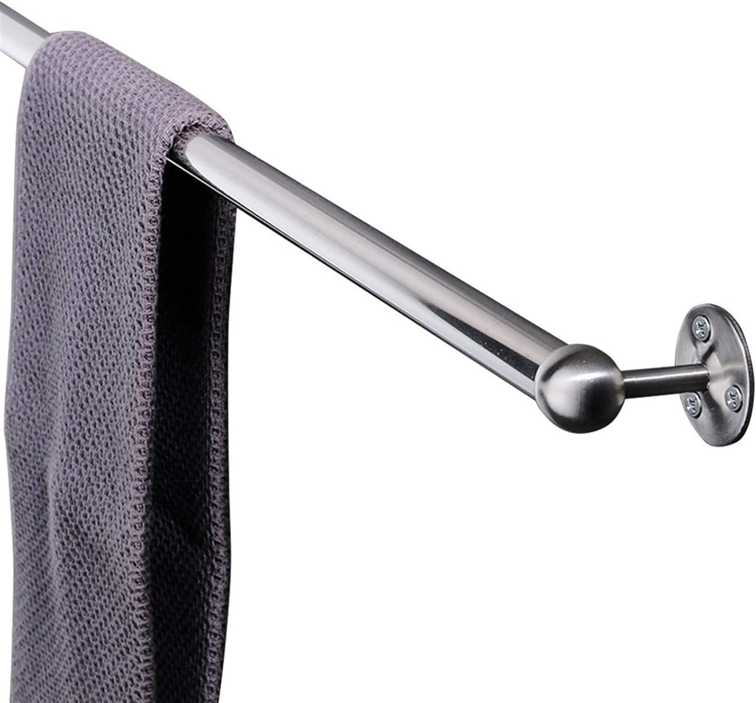 BOCbco Silver Round Towel Bar 30Cm Wall Mounted